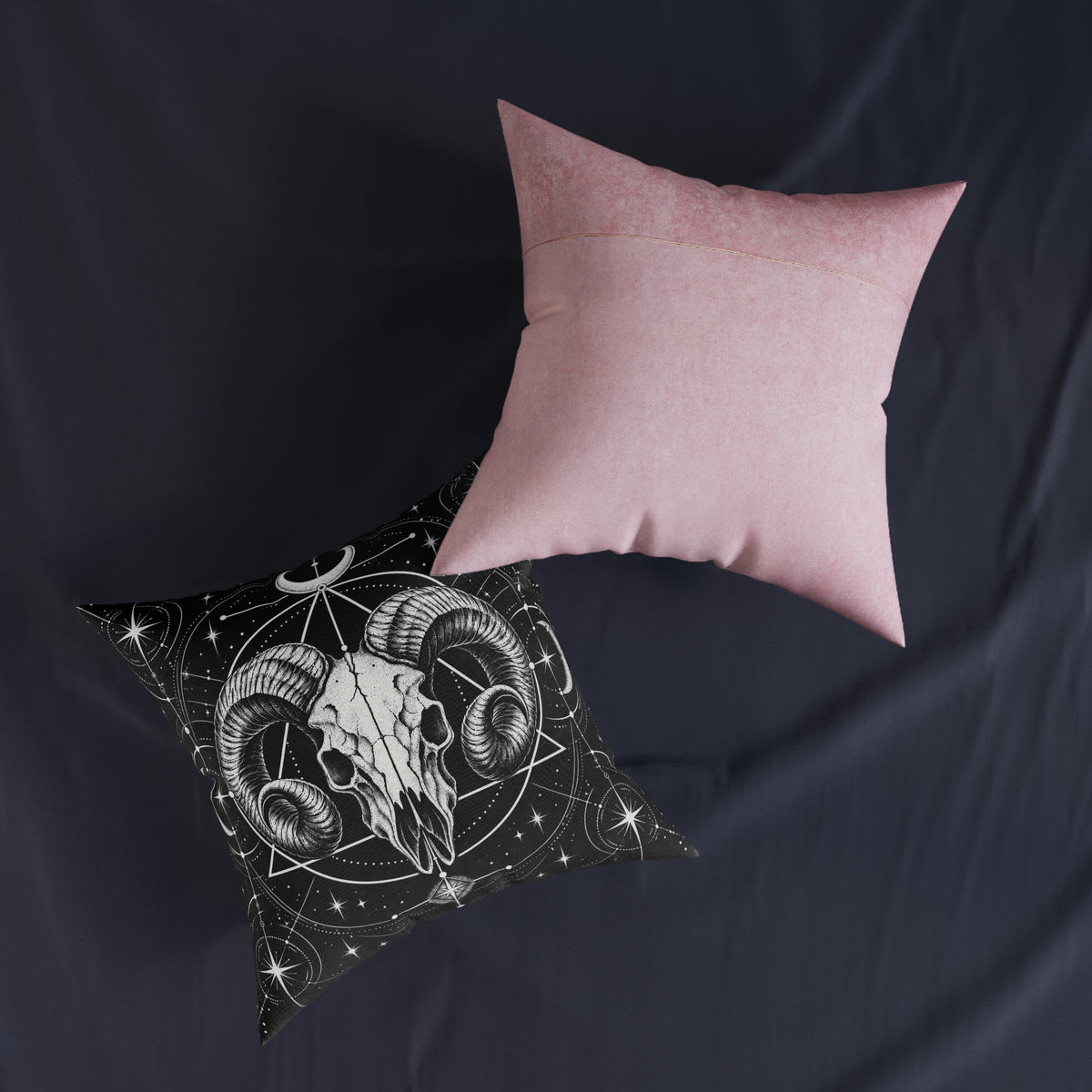 Ram Horned Skull Gothic Geometric Cushion | Decorative Sofa Pillow