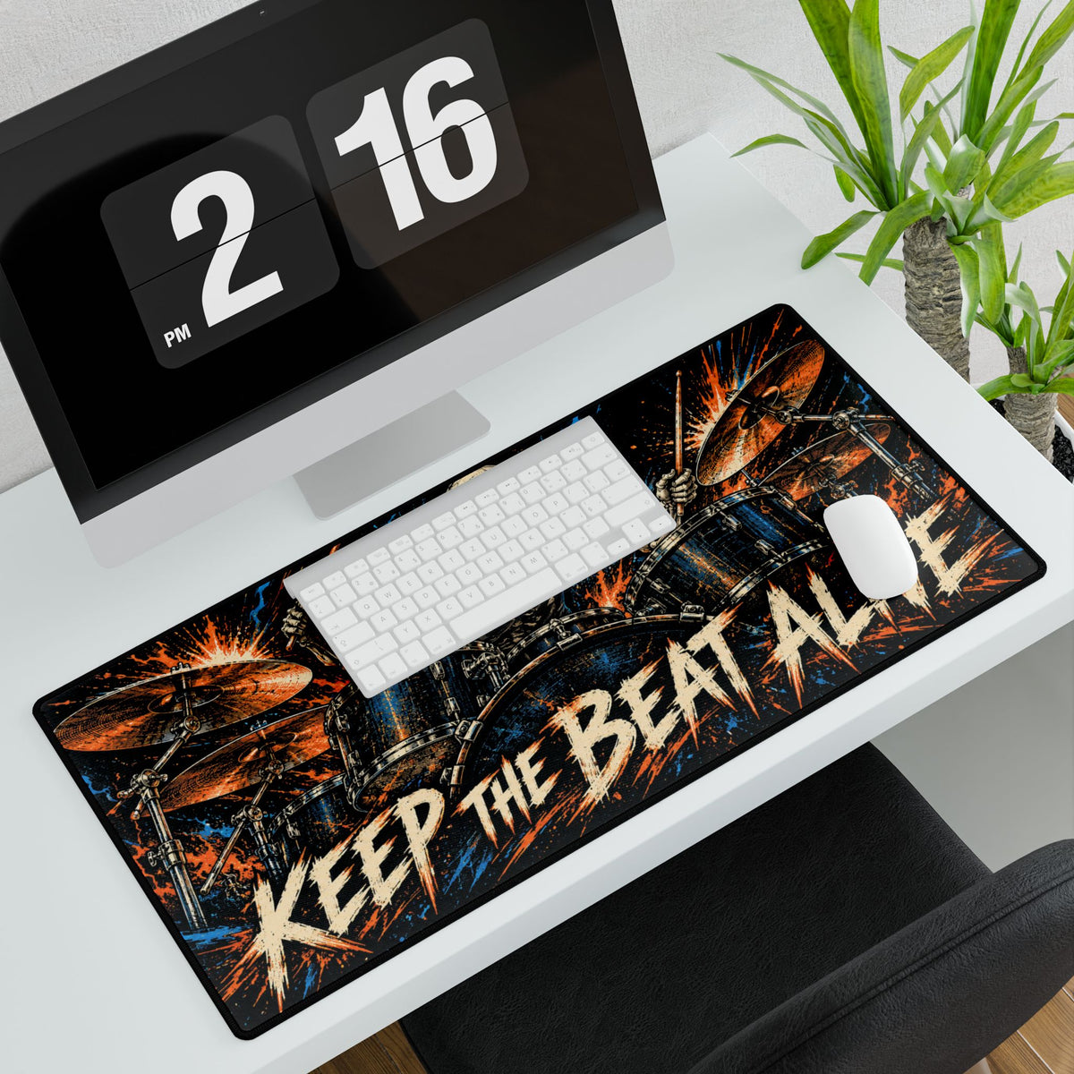 Mouse Mat | Keep The Beat Alive Drum Skeleton Gaming | Rock Music Desk Mat