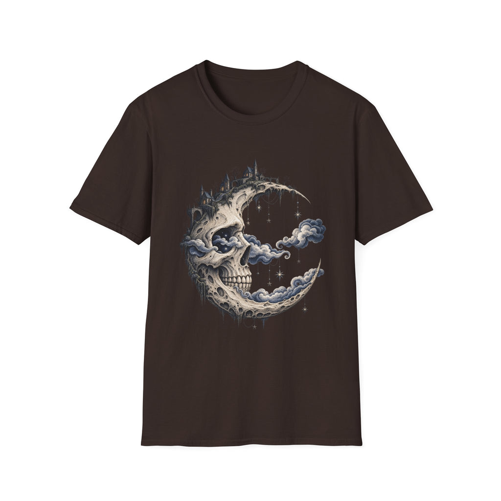 Skull Crescent Moon T-Shirt Design | Gothic Celestial Fantasy