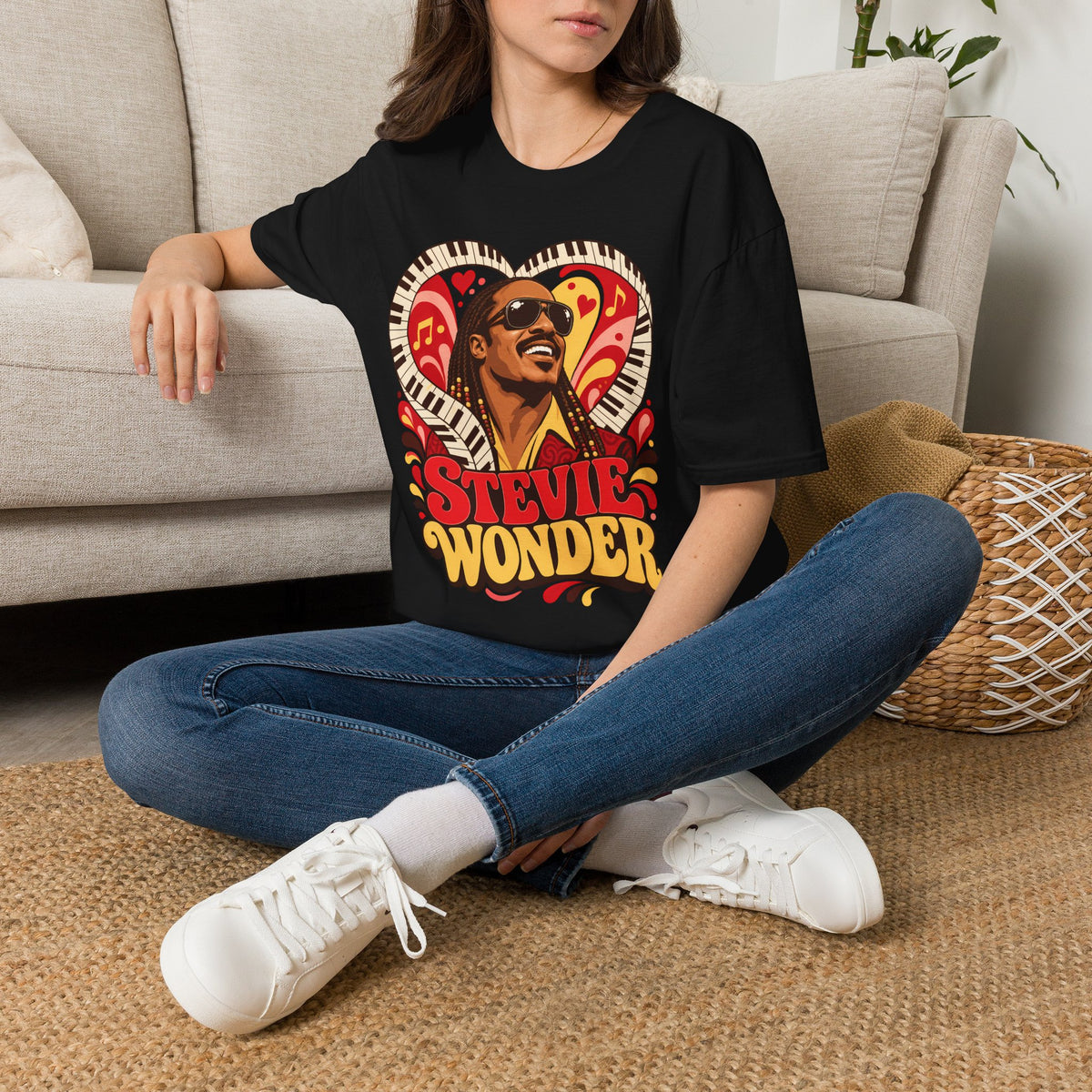 Stevie Wonder Heart Graphic T-Shirt
