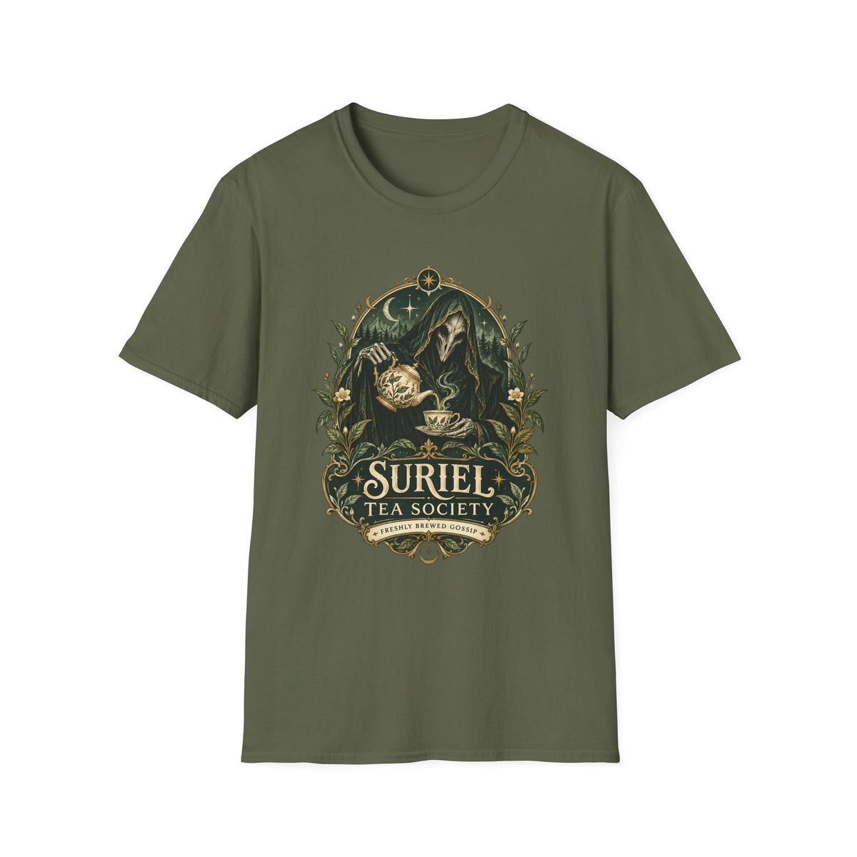 Suriel Tea Society | Freshley Brewed Gossip | ACOTAR Book Graphic T Shirt