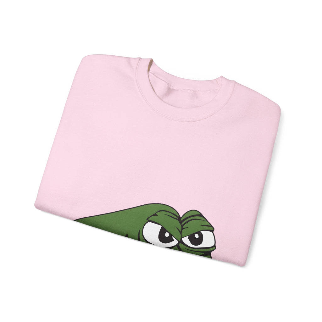 Pepe Meme Crewneck Sweatshirt — Grumpy Frog Graphic Pullover