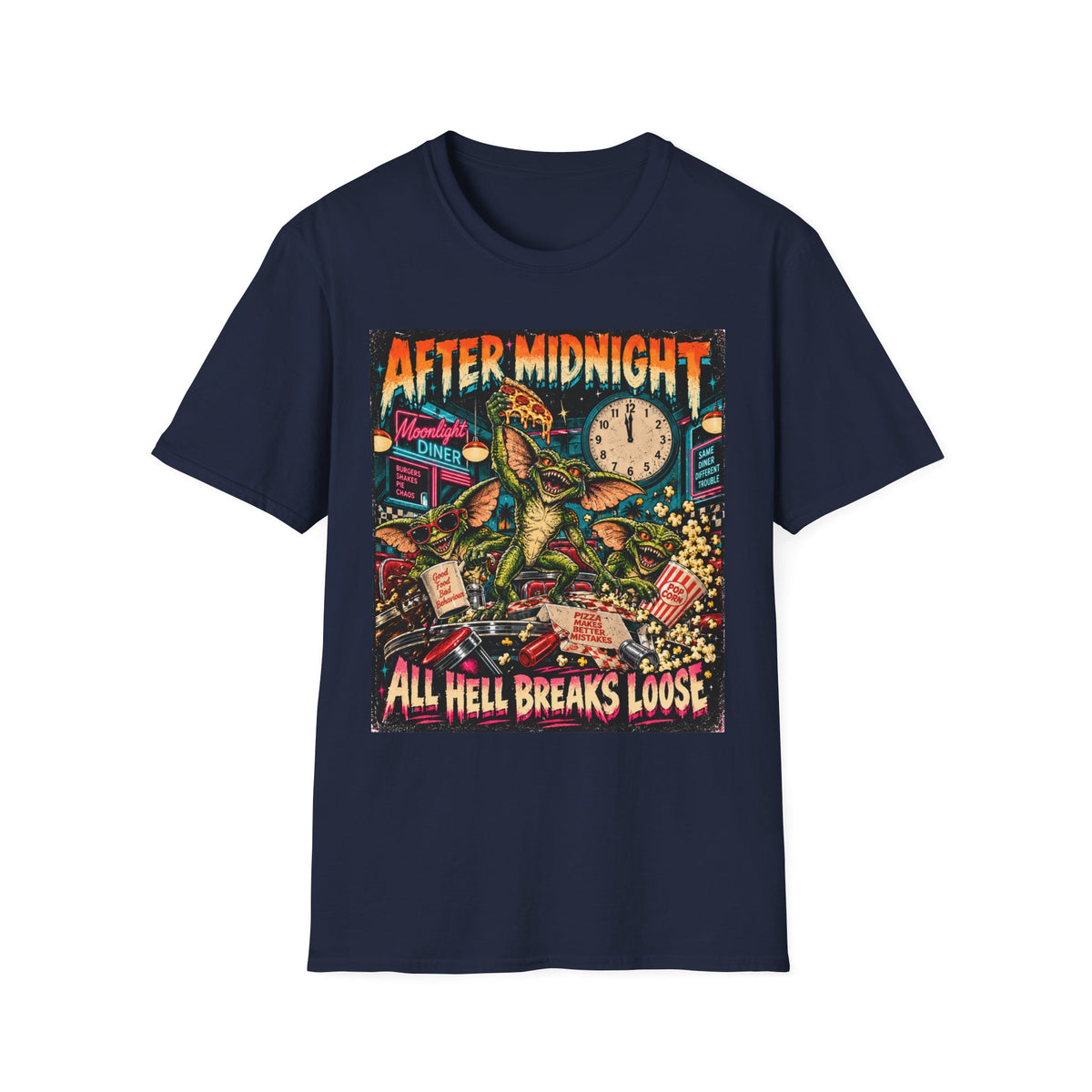 After Midnight Gremlin Tee — "All Hell Breaks Loose" Retro Horror T-Shirt