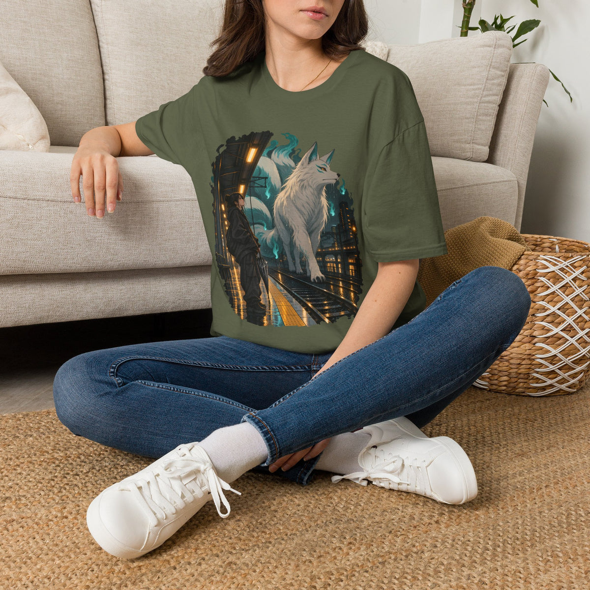 Wolf in the Rain | Last Train Home T-Shirt | Urban Nightscape Graphic Tee