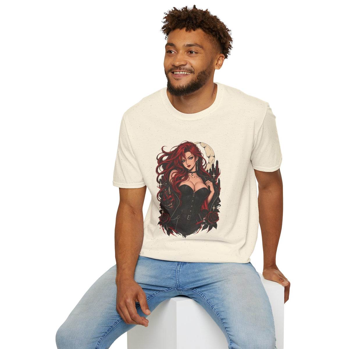 Crimson Dusk | Sexy Gothic Hannya Mask Pin up Woman T-Shirt