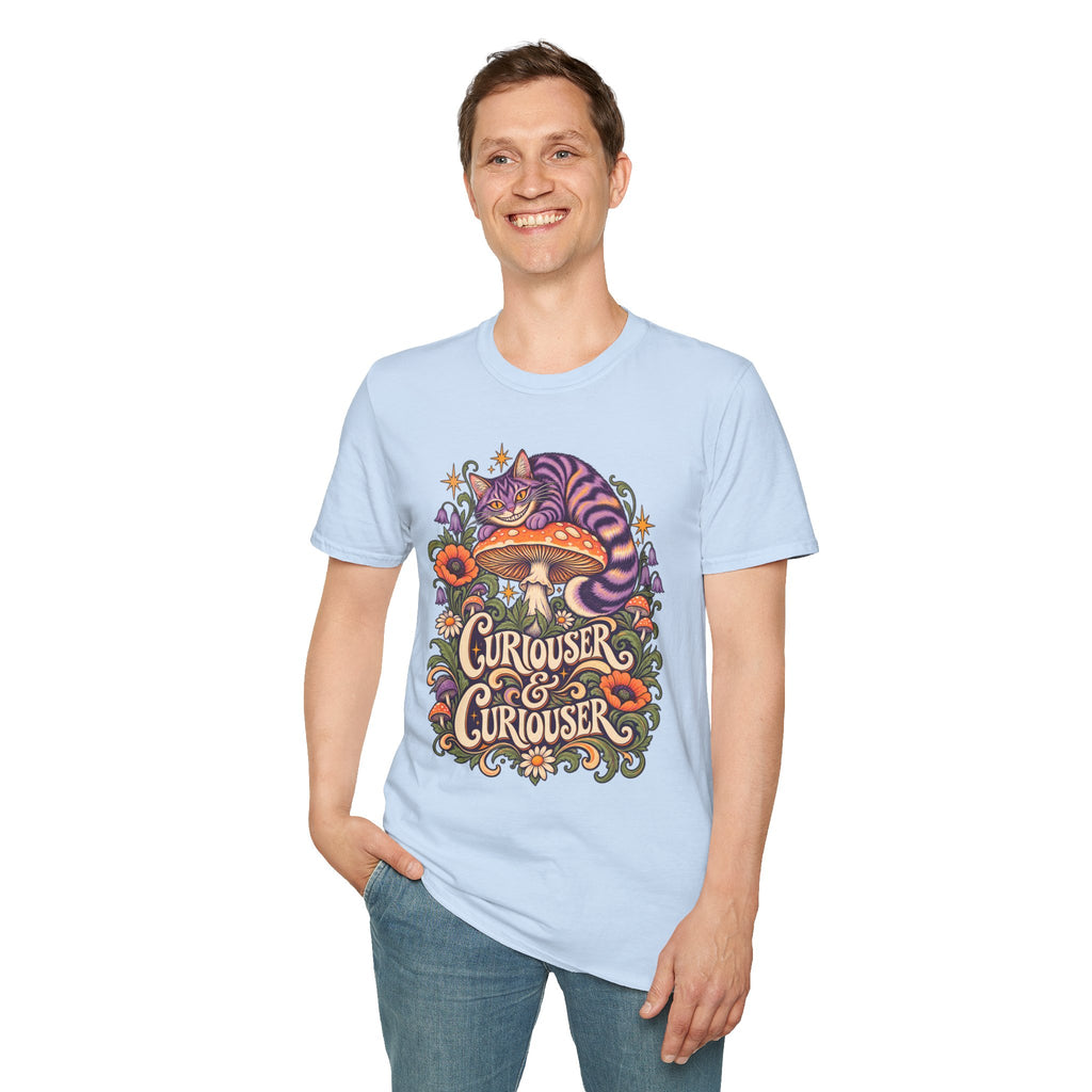 Cheshire Cat | Curiouser & Curiouser | Whimsical Mushroom Design Graphic Shirt