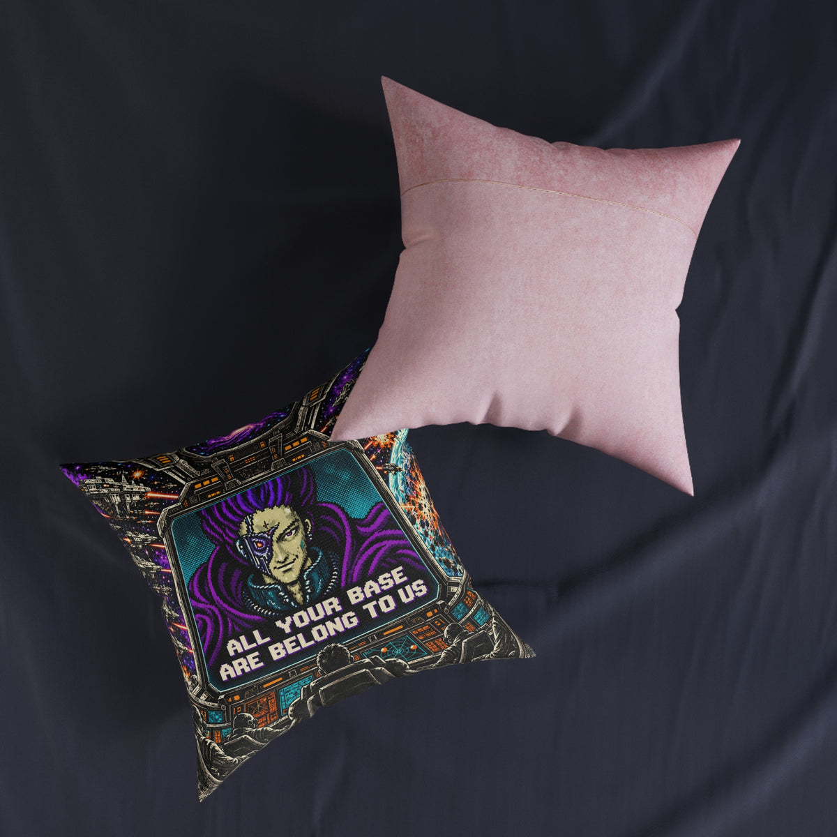 All Your Base Retro Gaming Sci Fi Meme Cushion | Decorative Sofa Pillow