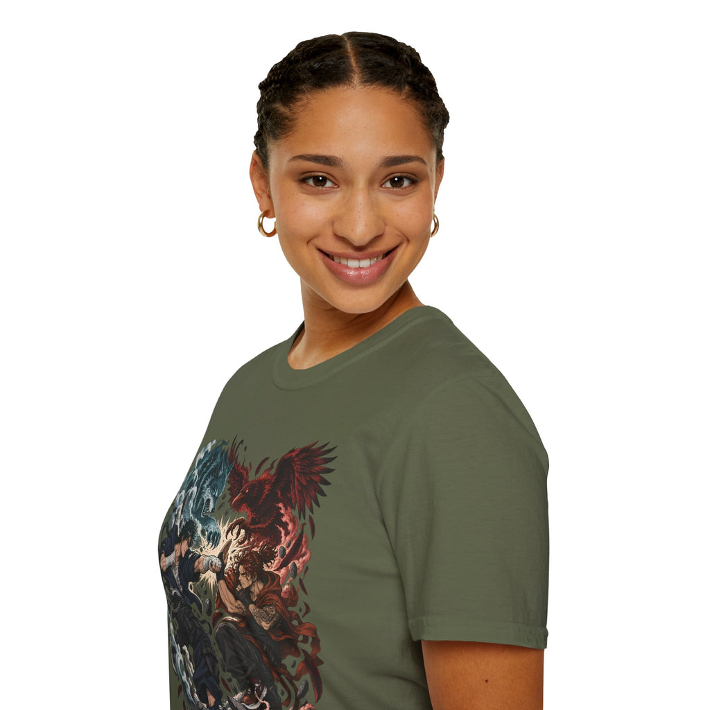 Yin Yang | Wolf Demon vs Phoenix | Japanese Anime Ninja T Shirt