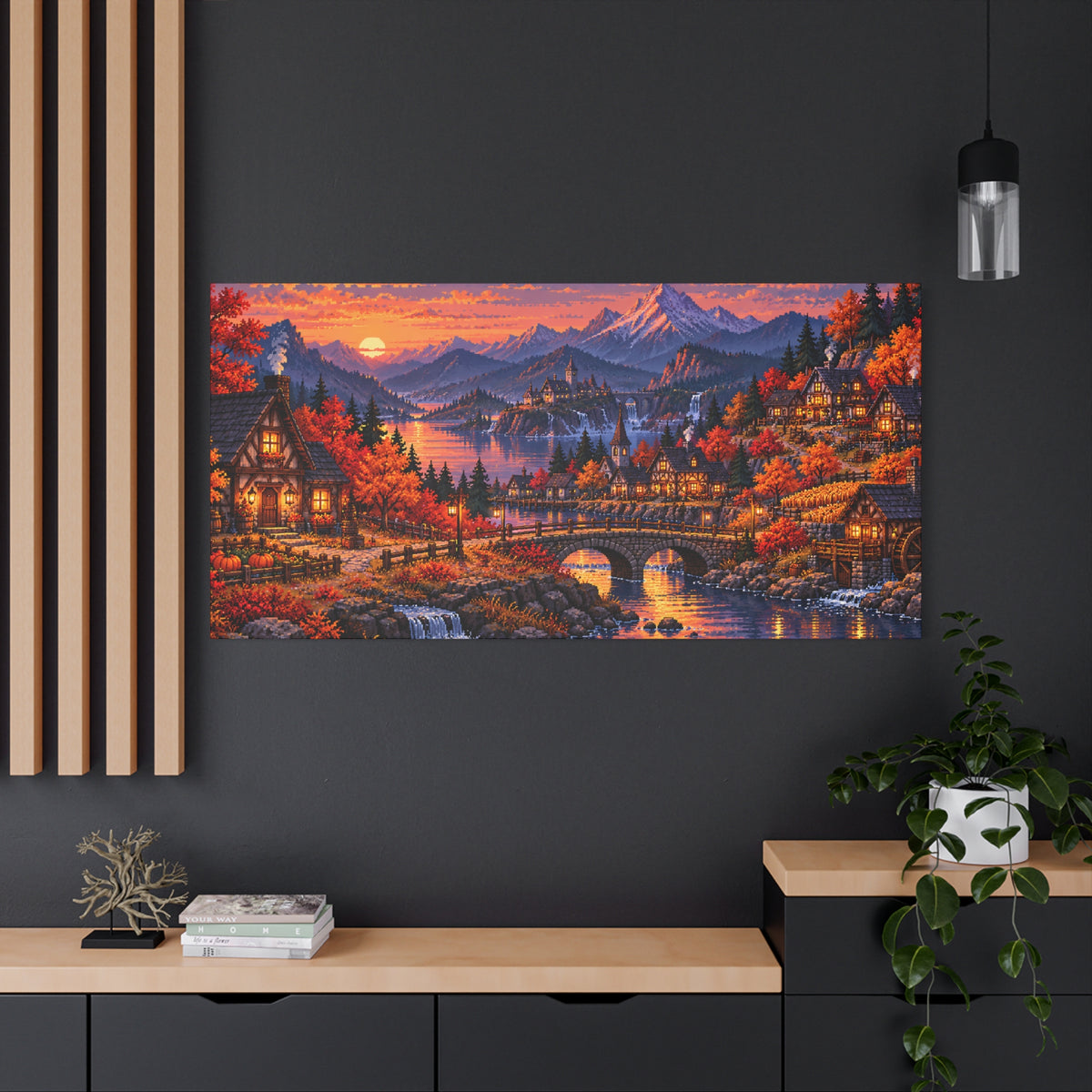 Autumn Valley Sunset Canvas Wall Art