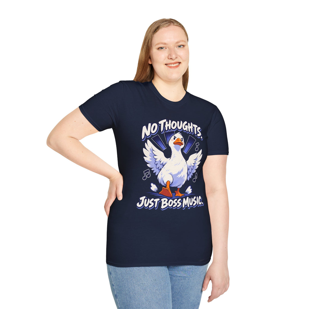 Cute Goose | No Thoughts, Just Boss Music T Shirt