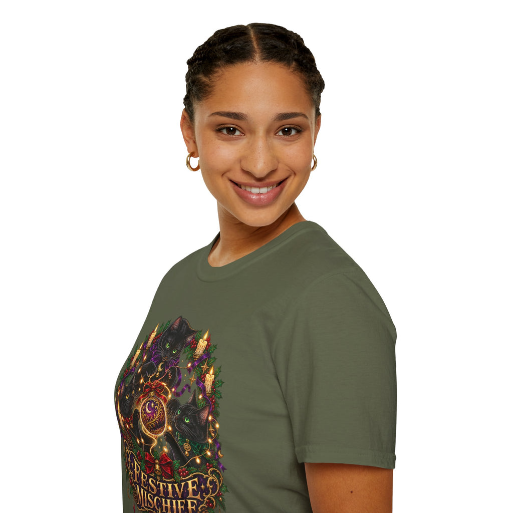 Festive Mischief | Cat Lover Christmas Holiday T-Shirt