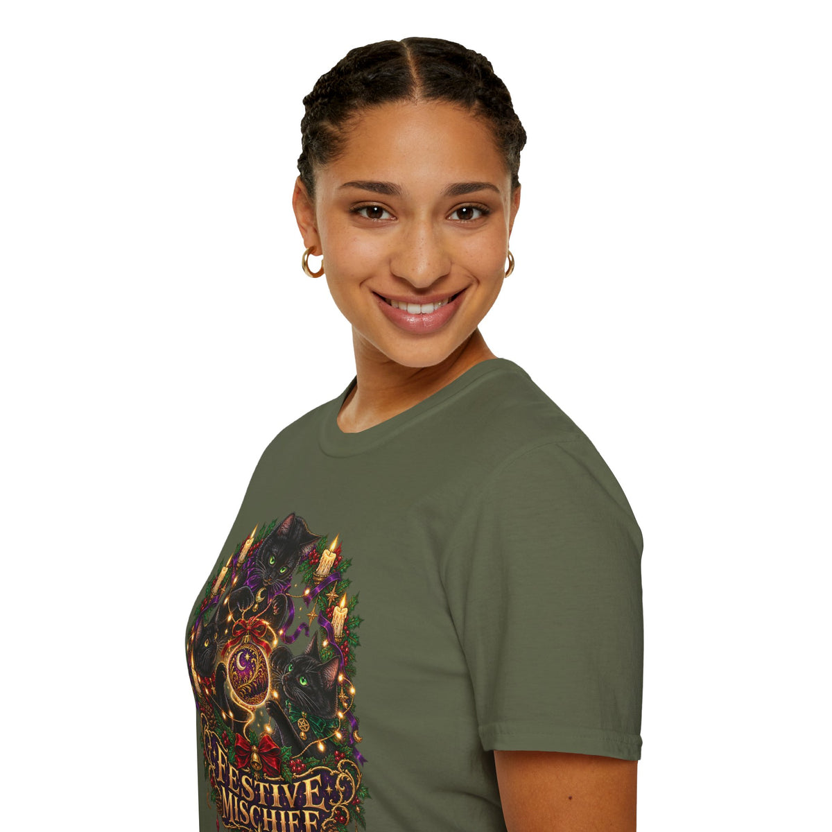 Festive Mischief | Cat Lover Christmas Holiday T-Shirt