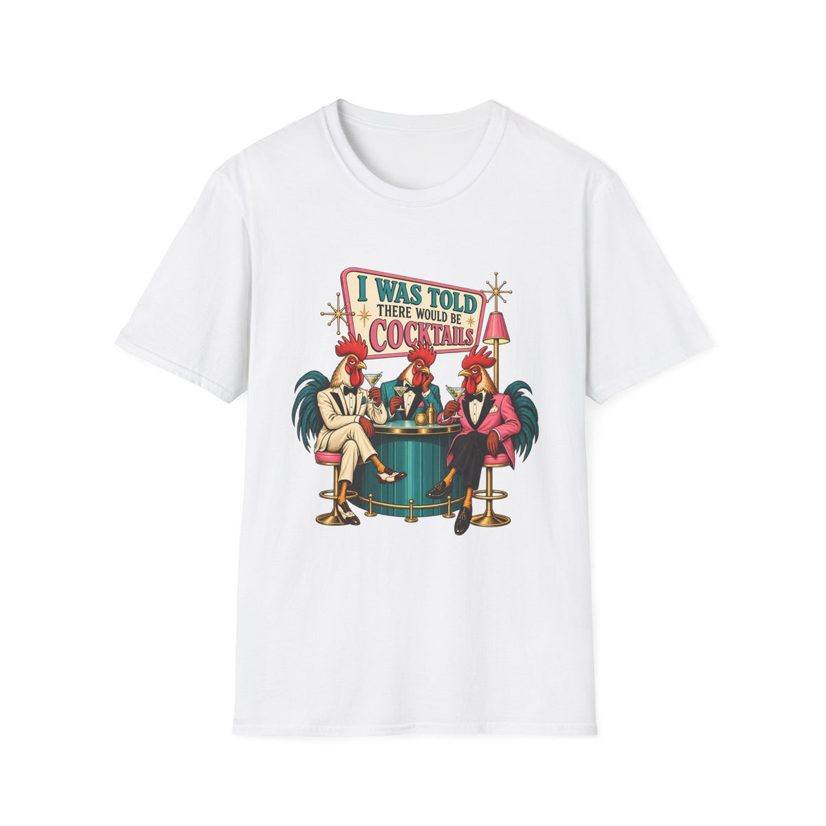 I Was Told There Would Be Cocktails T-Shirt | Retro Flamingo Bar Cocktail Tee