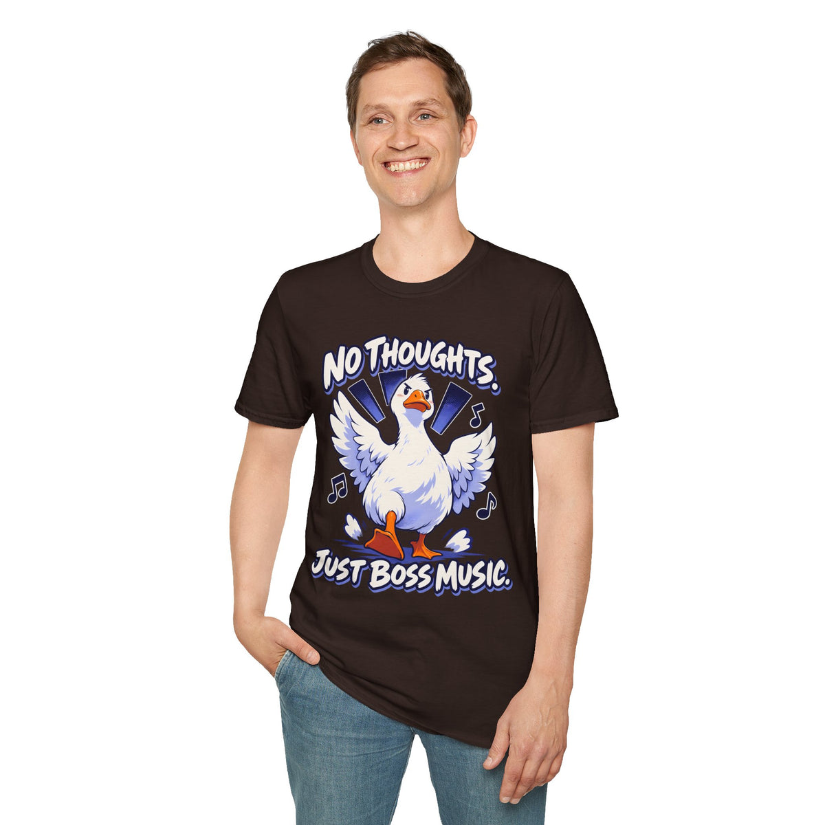 Cute Goose | No Thoughts, Just Boss Music T Shirt