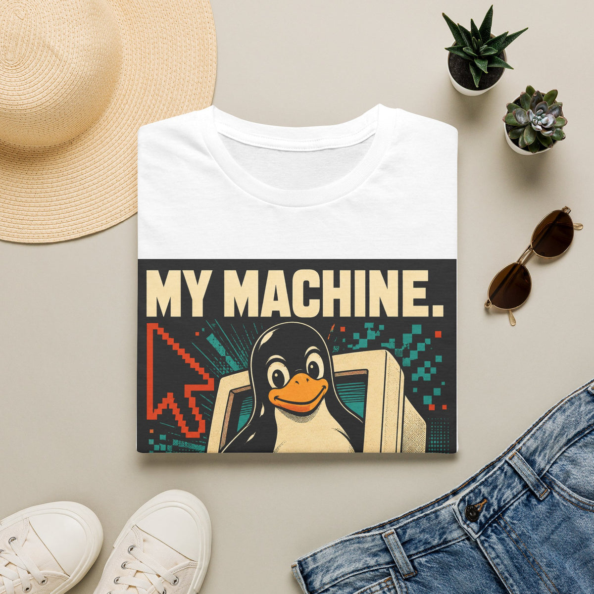 Retro Tux Penguin Tee — "My Machine, My Rules" Vintage Computer T-Shirt