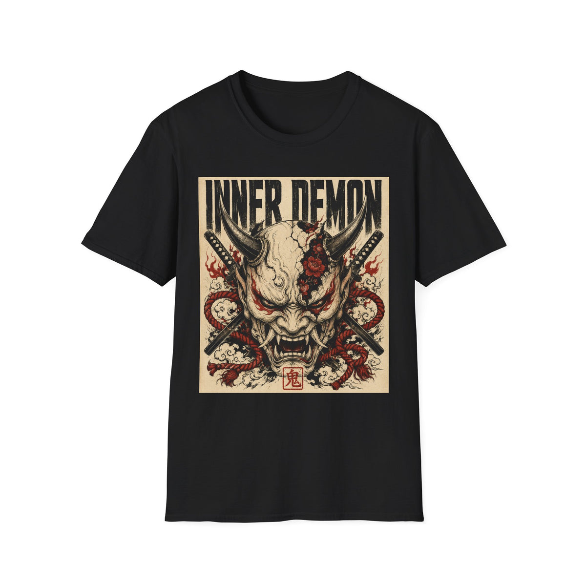 Inner Demon Graphic T-Shirt — Horror Skull Oni Design