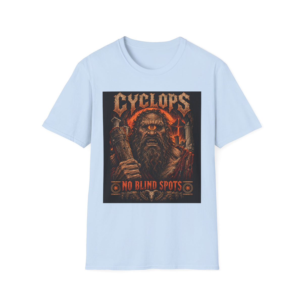 Cyclops Graphic T-Shirt — "No Blind Spots" Vintage Mythic Metal Design