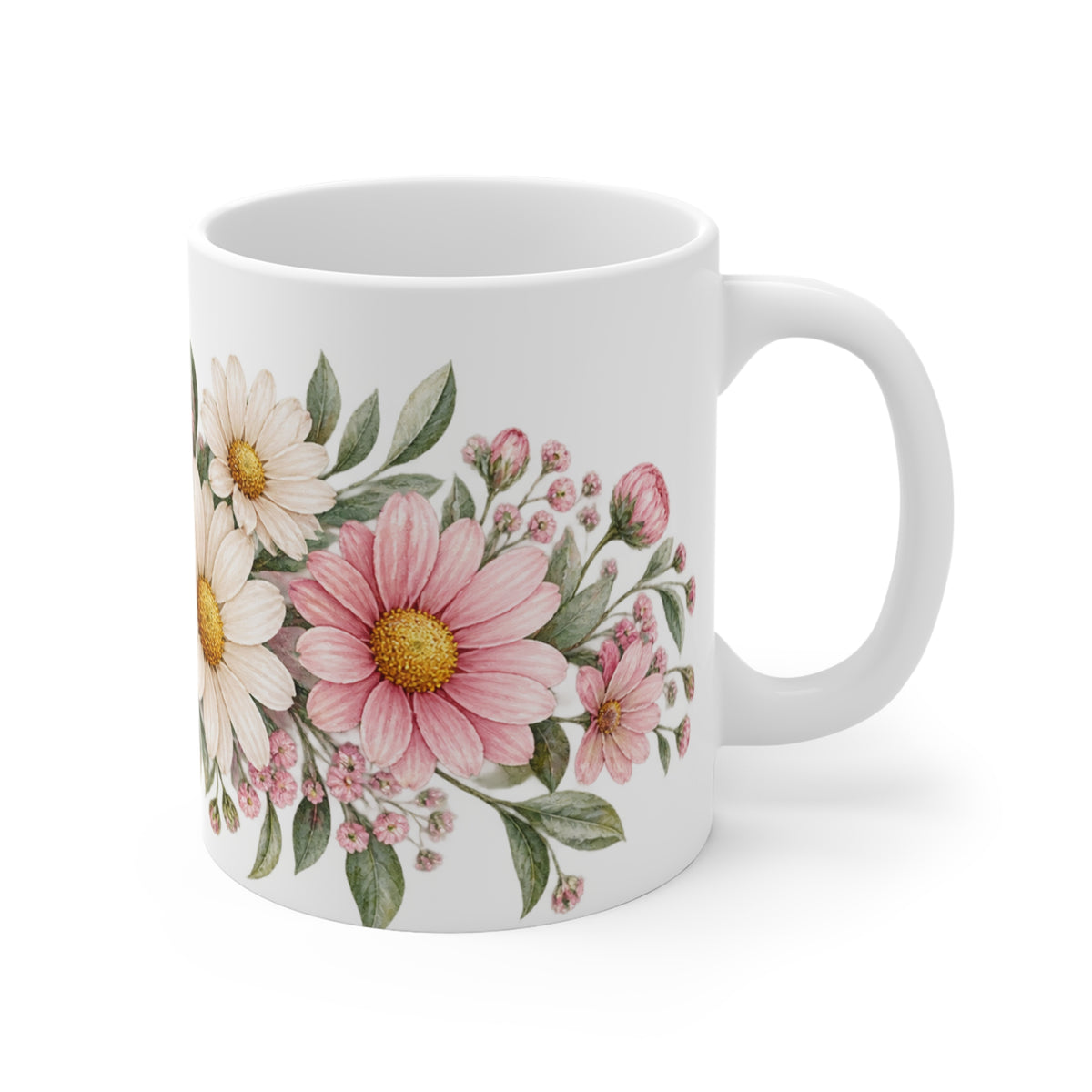 Pastel Pink Daisy Mug | Cute Floral Design