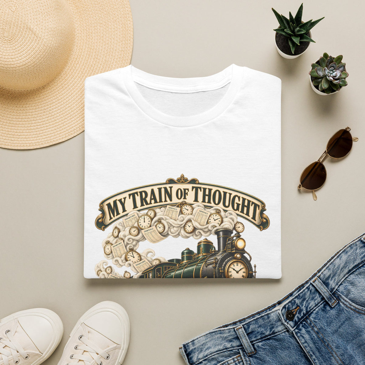 Train of Thought Vintage Steam Engine T-Shirt | My Train of Thought Has a Full Working Timetable