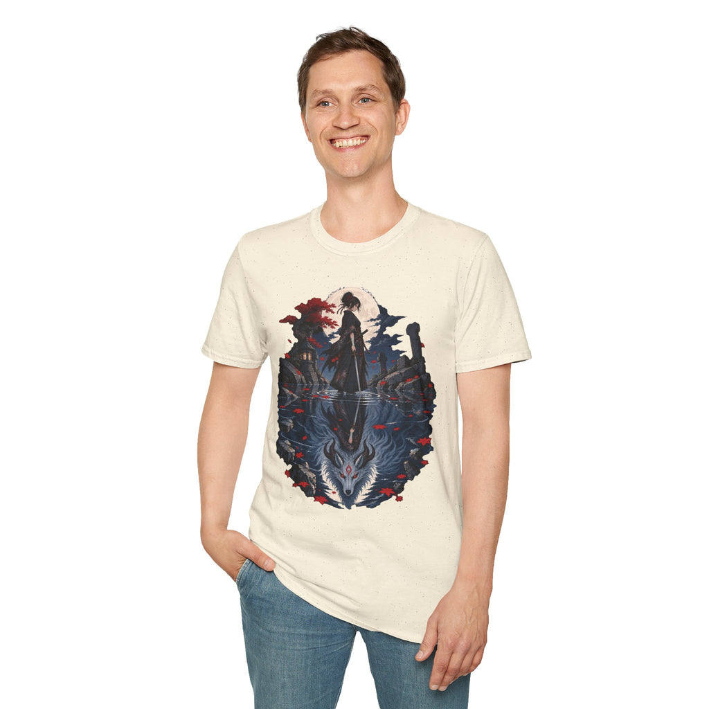 Reflection of a Monster | Moonlit Wolf Spirit T-Shirt | Samurai Silhouette Graphic Tee