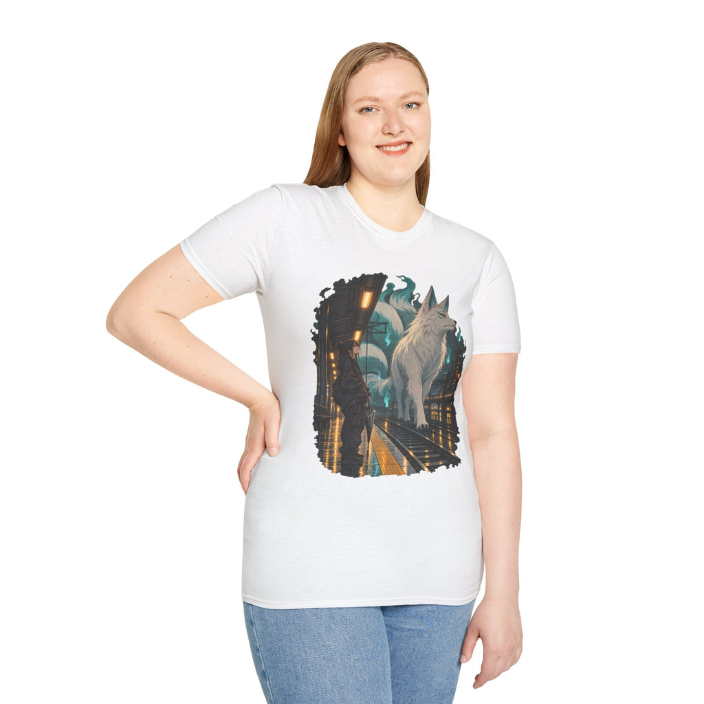 Wolf in the Rain | Last Train Home T-Shirt | Urban Nightscape Graphic Tee