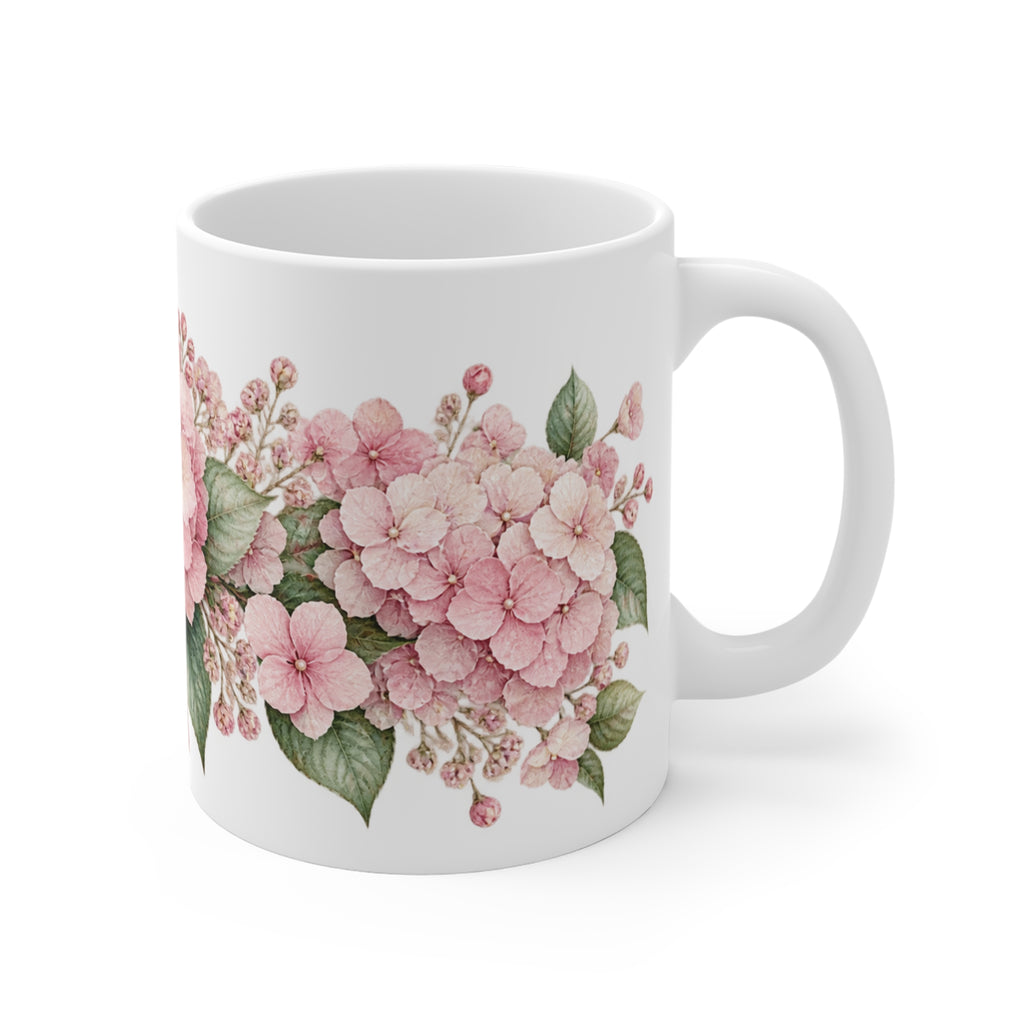 Pastel Pink Hydrangea Mug | Botanical Flower Design