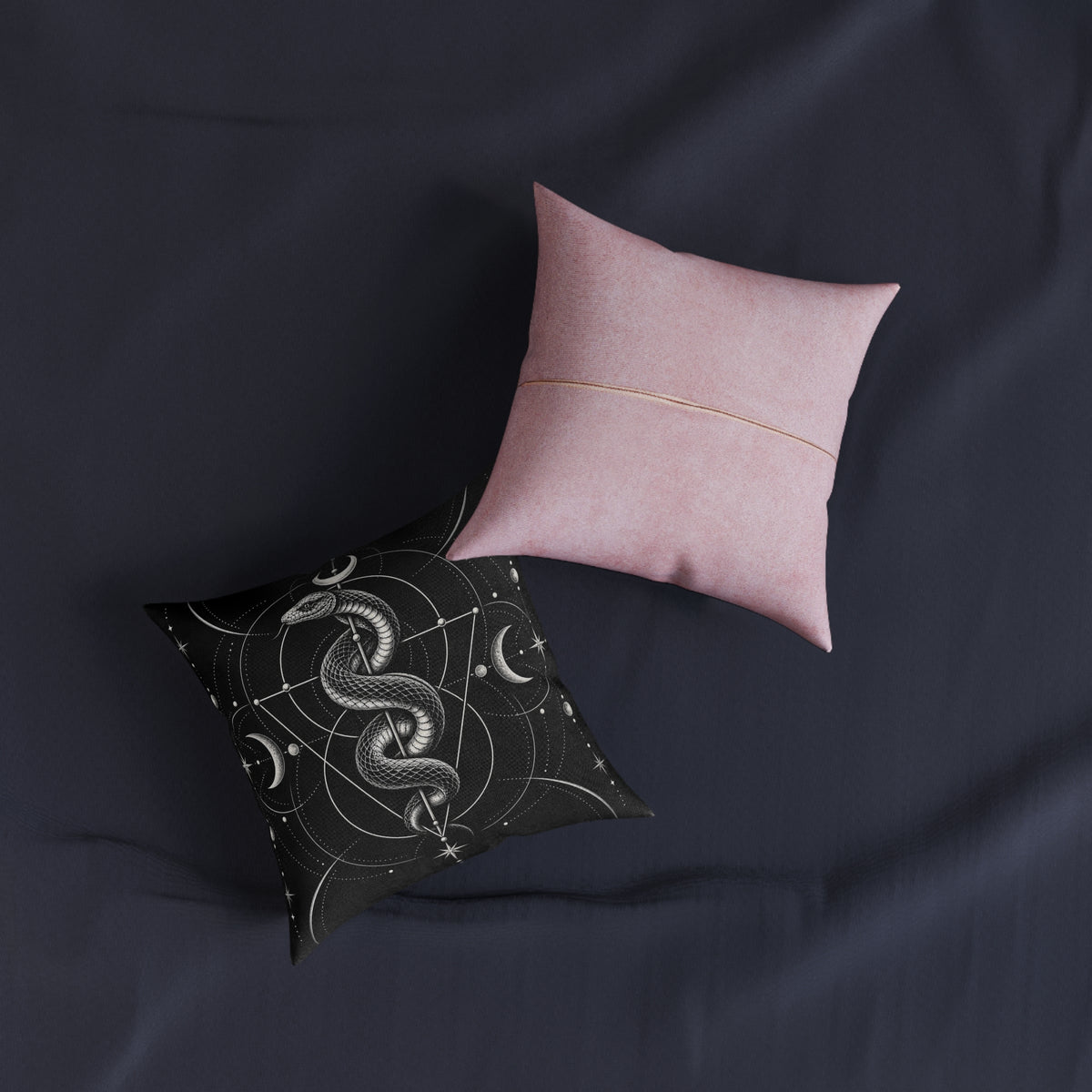 Serpent Gothic Moon Snake Geometric Cushion | Decorative Sofa Pillow