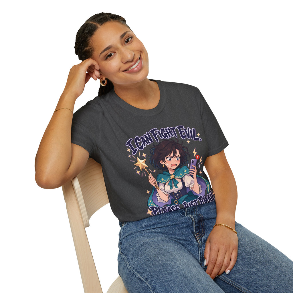 Working Witch | I Can Fight Evil, Please Just Email | Cute Anime T Shirt
