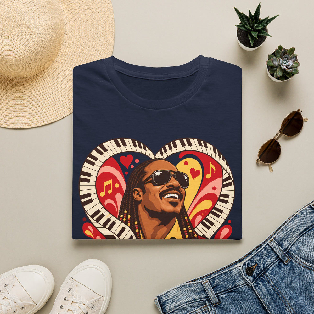 Stevie Wonder Heart Graphic T-Shirt
