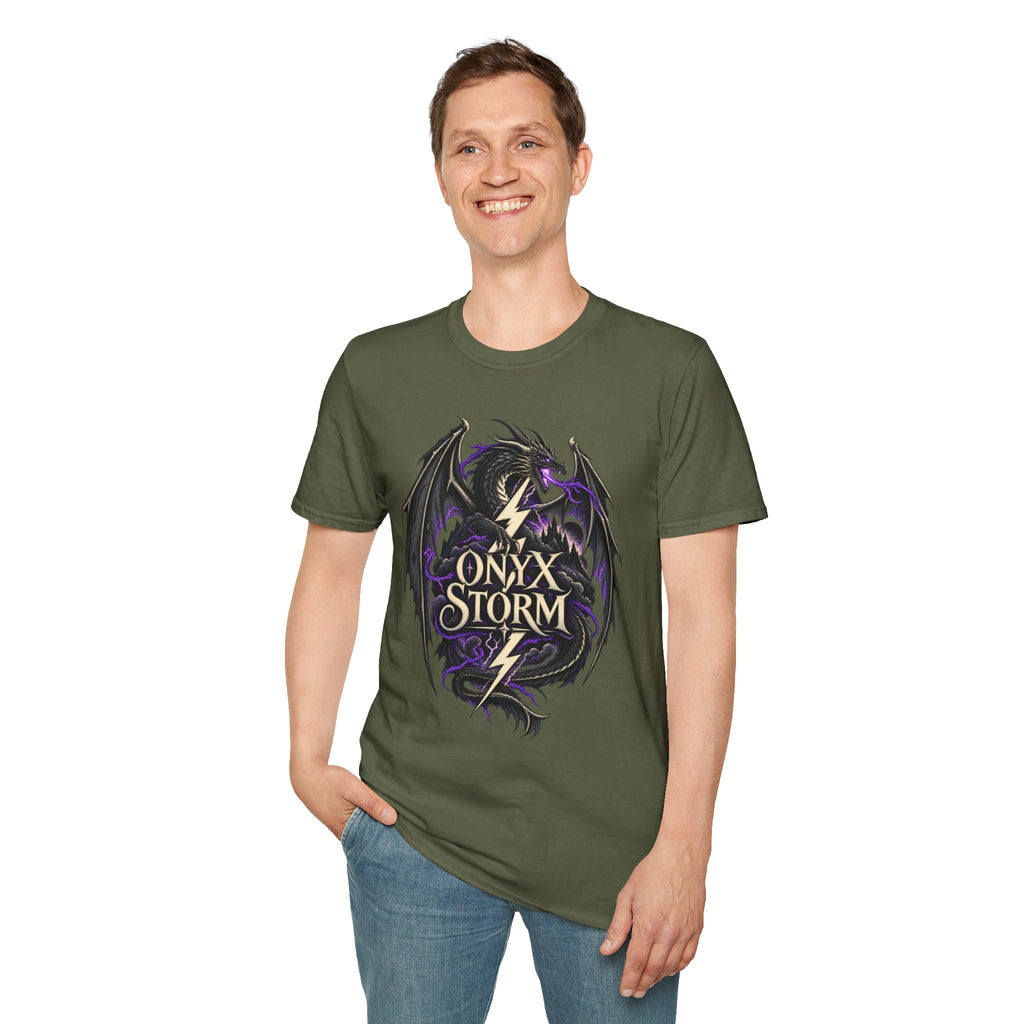 Onyx Storm Dragon T-Shirt | Book Inspired Gothic Lightning Fantasy Tee