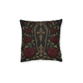 Gothic Coffin Rose Cushion Faux Suede Pink Back Filled Sofa Pillow