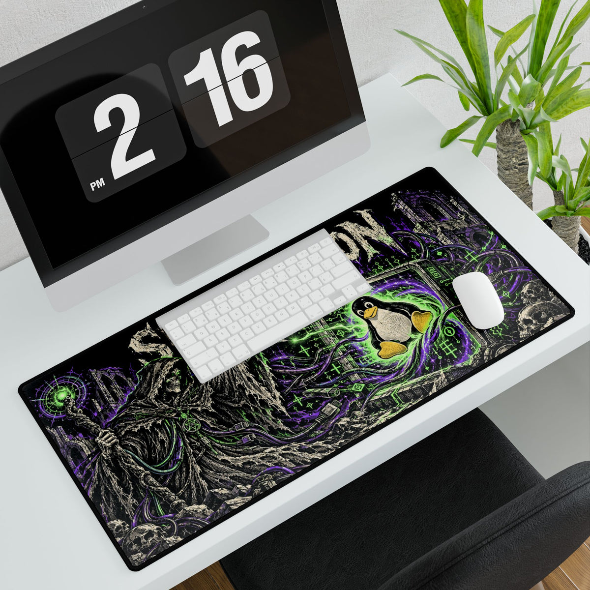 Sudo Summon Linux Desk Mat | Gaming/Programmer Desk Pad with Tux Wizard Artwork