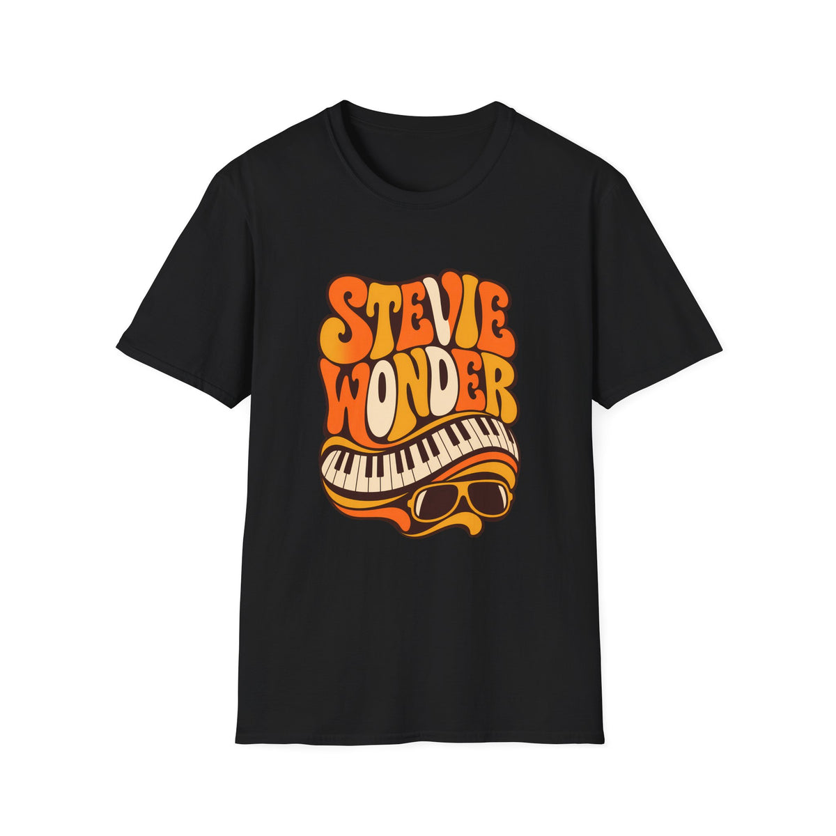 Stevie Wonder Piano Psychedelic Retro Band T-Shirt