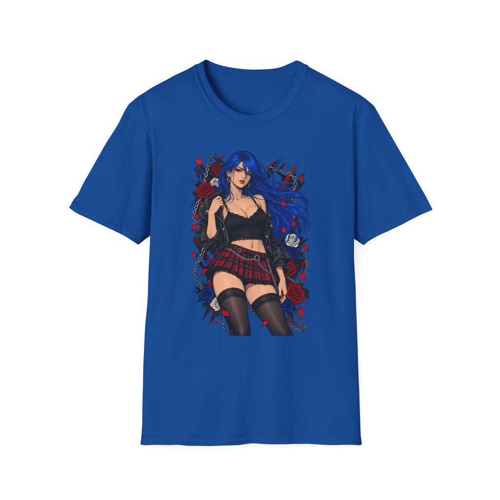 Blue Haired Rock Chick | Japanese Anime Style Pin-up Girl