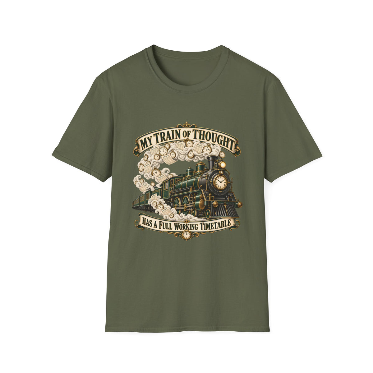 Train of Thought Vintage Steam Engine T-Shirt | My Train of Thought Has a Full Working Timetable