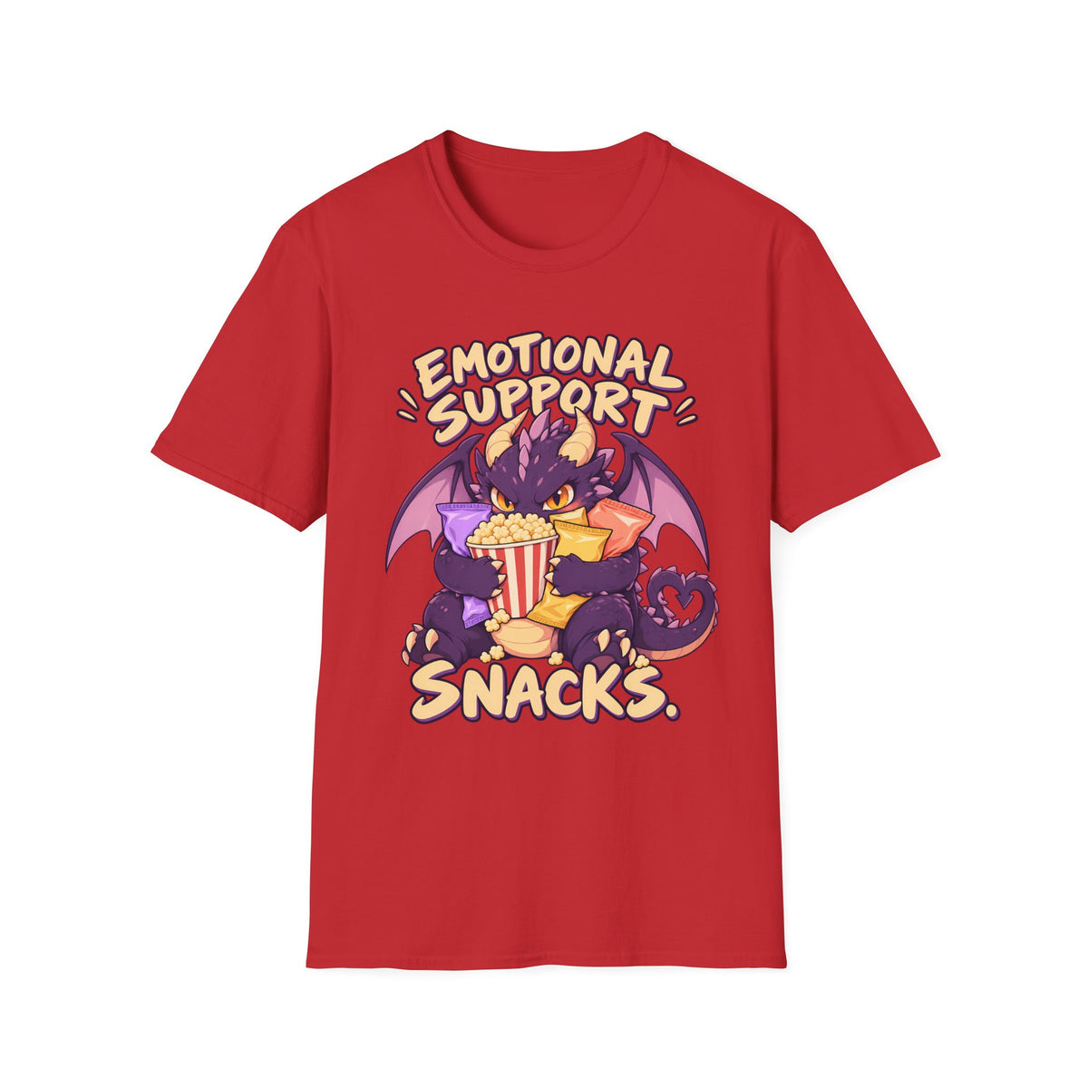 Emotional Support Snacks | Cute Dragon Eating Popcorn Anime Shirt