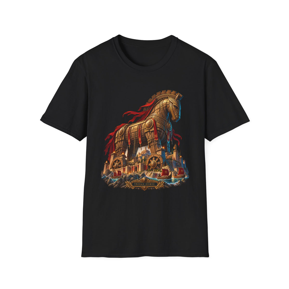 Trojan Horse Greek Mythology T-Shirt, Troy Wooden Horse Art