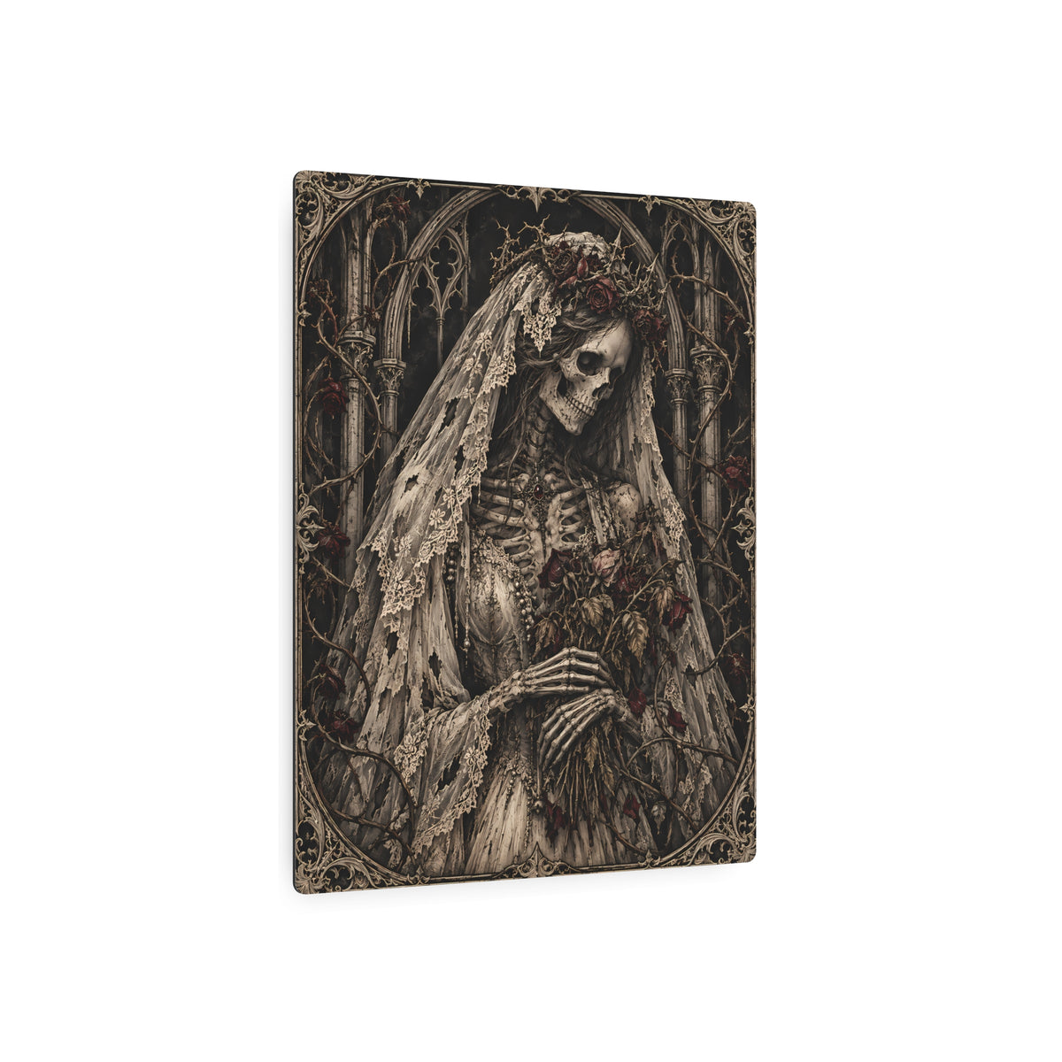 Metal Art Sign | Gothic Bride Skeleton | Dark Victorian Cemetery Wall Art
