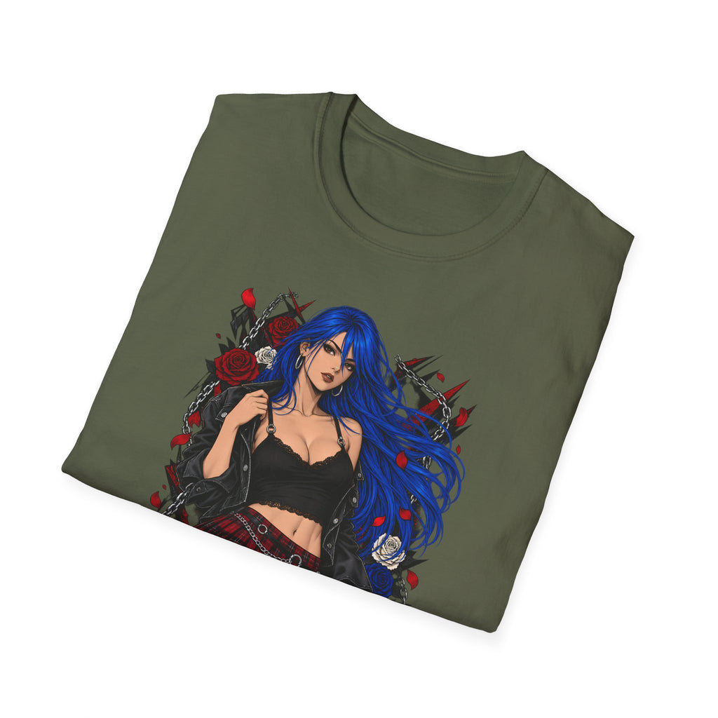 Blue Haired Rock Chick | Japanese Anime Style Pin-up Girl