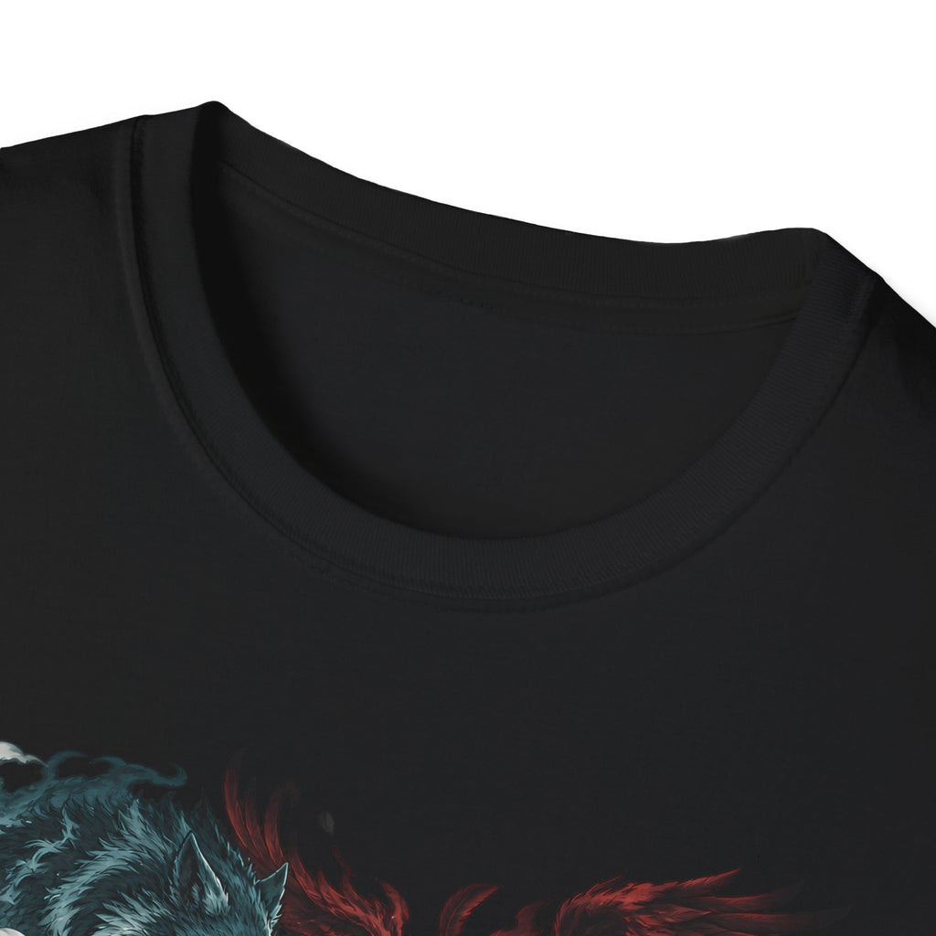 Yin Yang | Wolf Demon vs Phoenix | Japanese Anime Ninja T Shirt