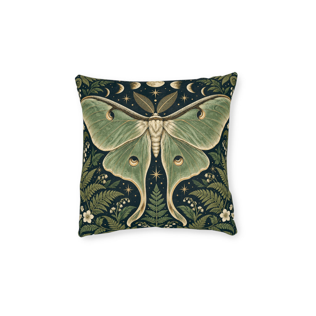 Celestial Moth Cushion Botanical Moon Faux Suede Pink Back Filled Pillow