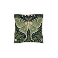 Celestial Moth Cushion Botanical Moon Faux Suede Pink Back Filled Pillow