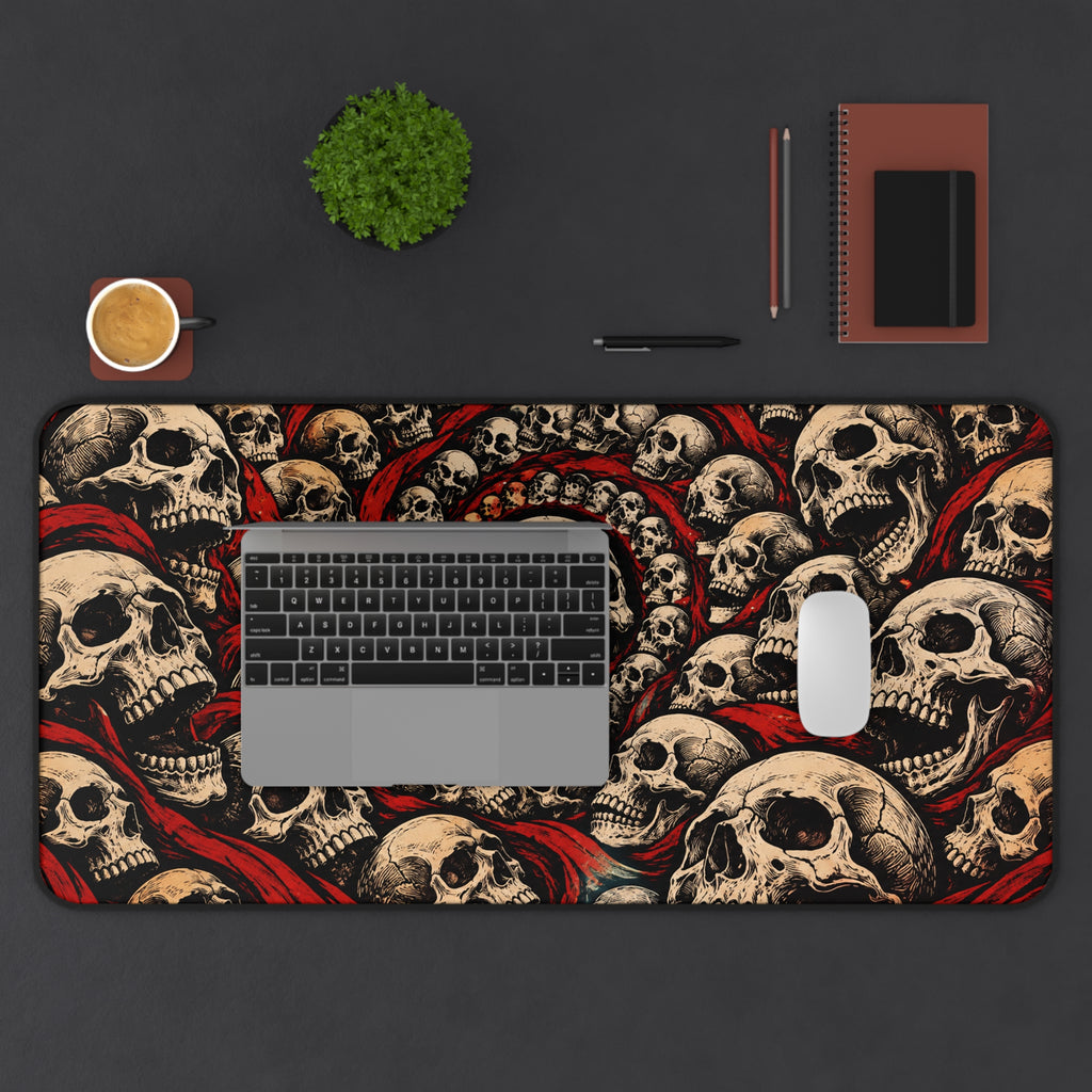 Skull Woodcut | Red Black and Cream Graphic Art