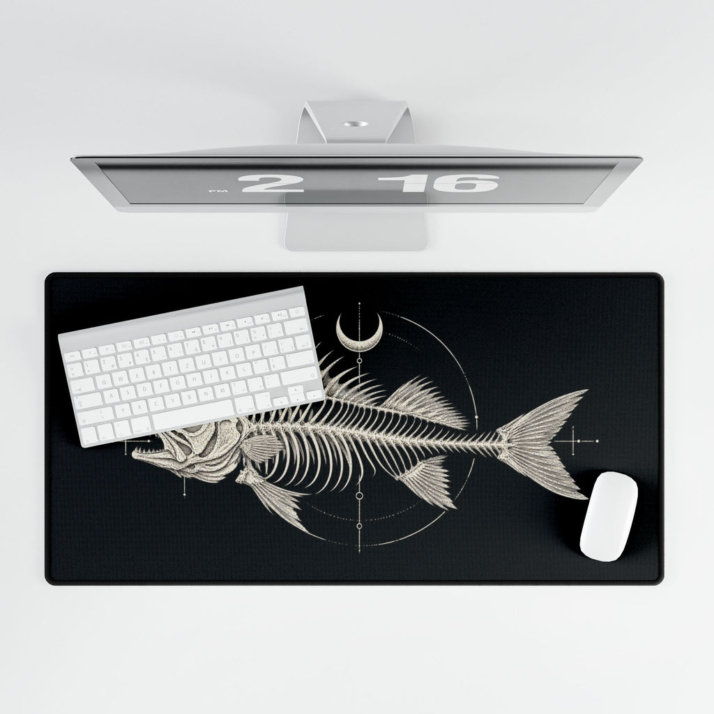 Fish Skeleton Desk Mat | Gothic Gaming & Office Mouse Pad