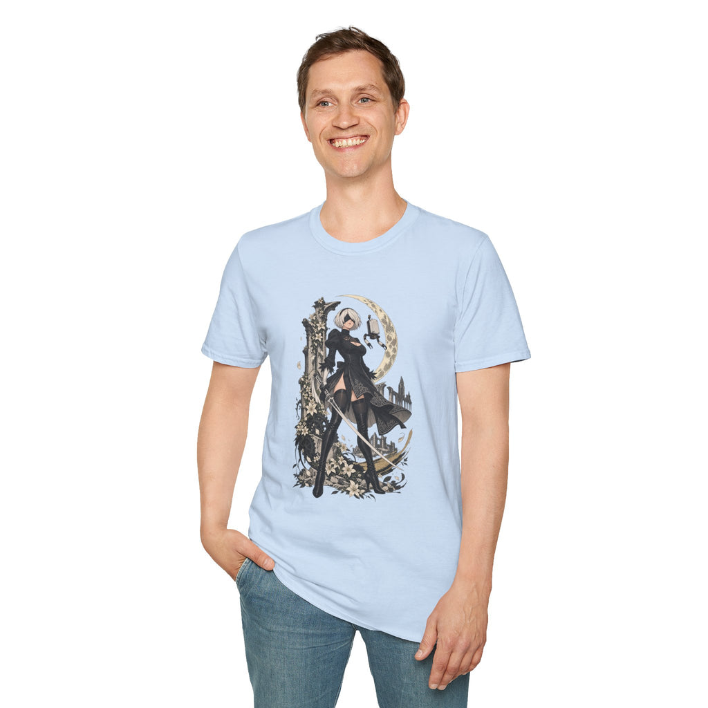 2B | Nie: Automata | Anime Gothic Warrior Moonlight Pin Up T-Shirt