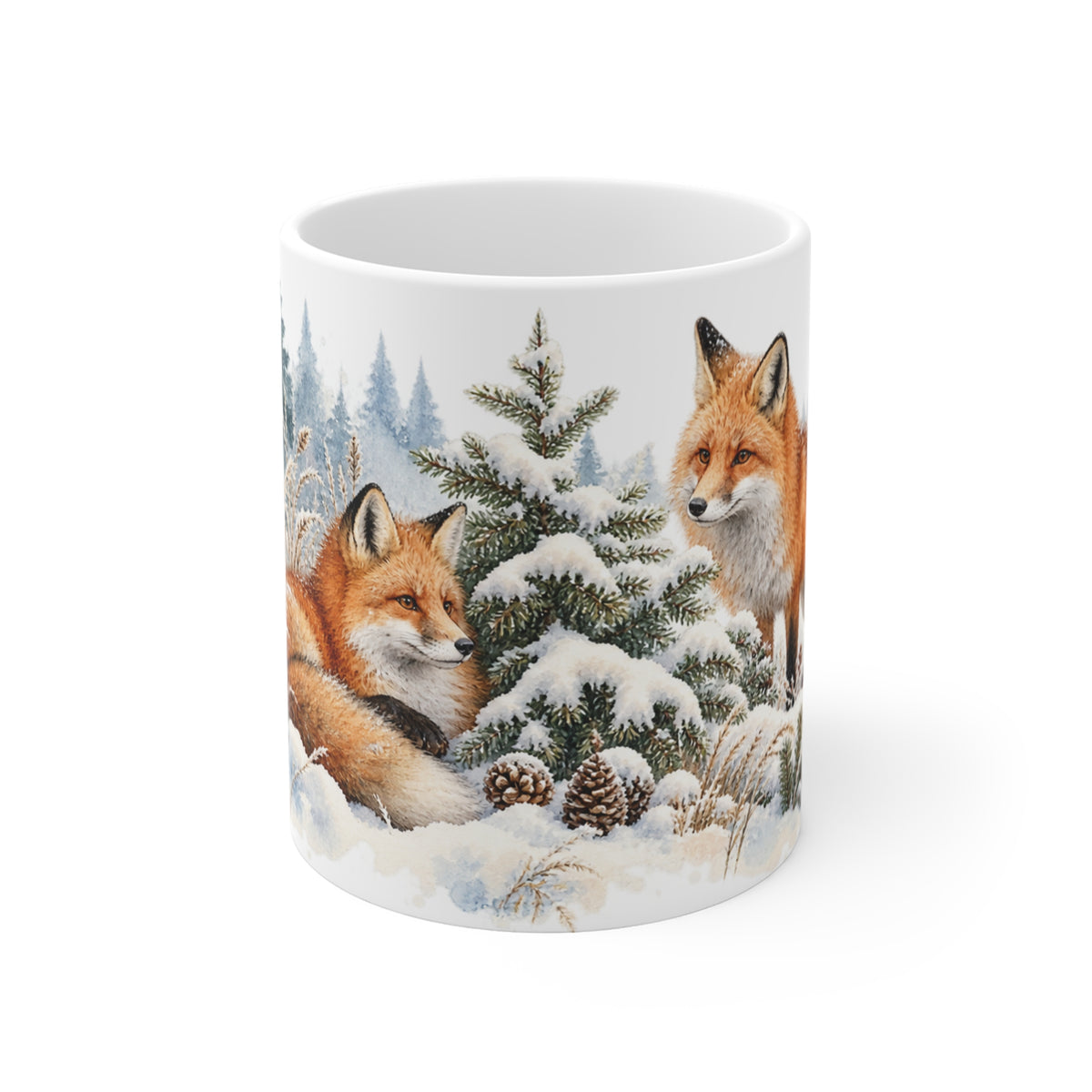 Winter Fox Mug | Snowy Woodland Watercolour | Animal Lover Gift