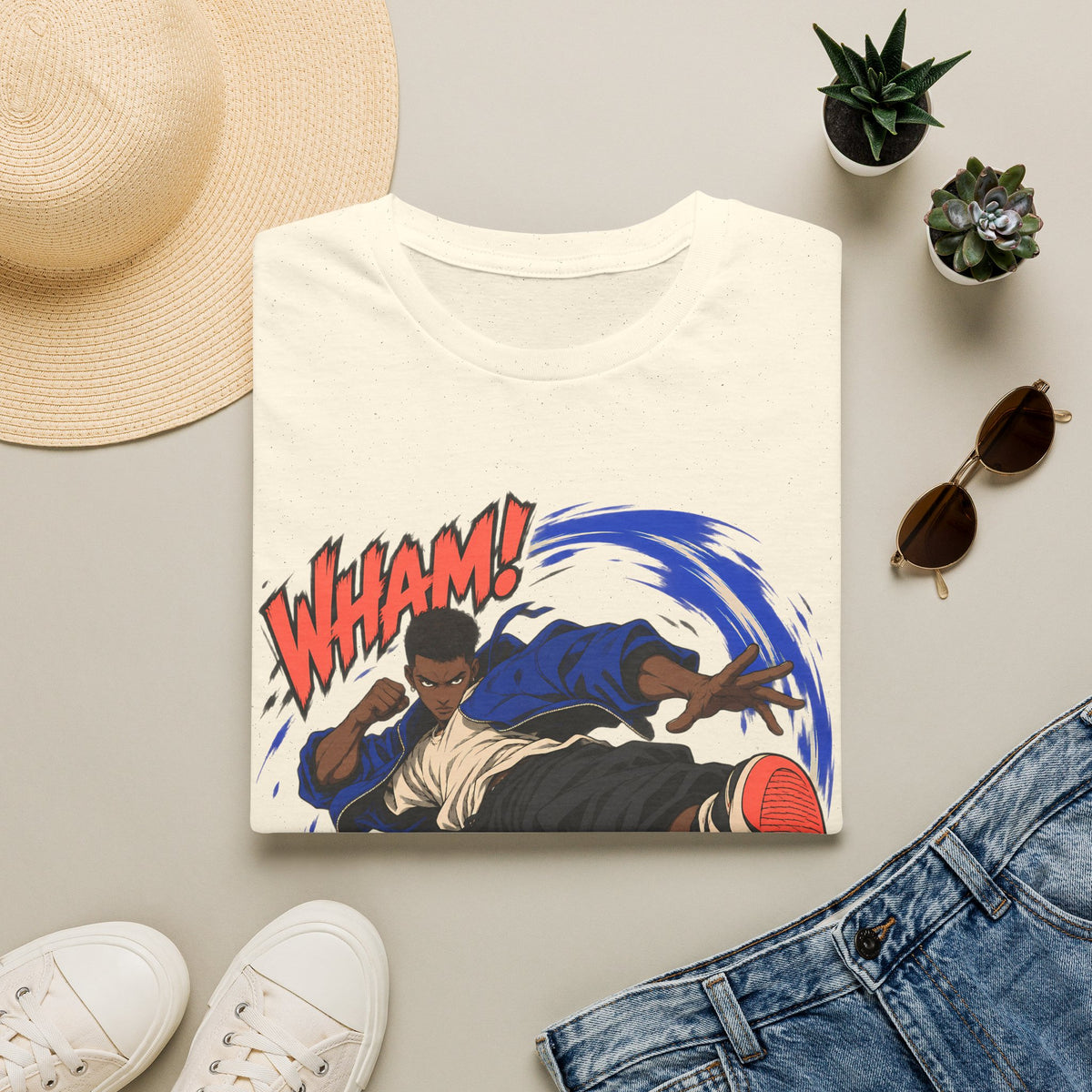 WHAM! | Anime Cartoon Ninja Kick Graphic T Shirt