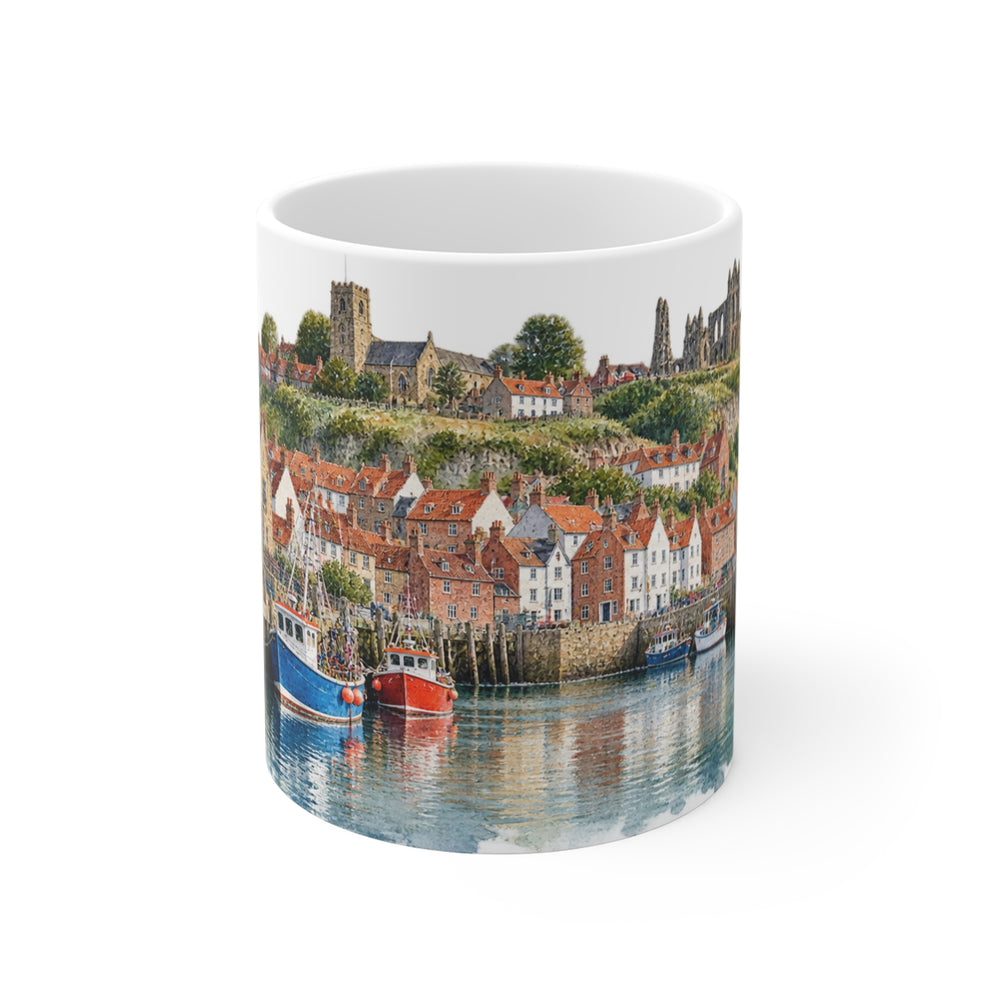 Whitby Harbour Mug | Yorkshire Watercolour | Seaside Holiday Gift