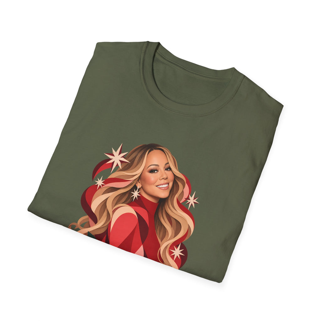 Mariah Carey | Holiday Diva Graphic Tee | Retro Red Star Portrait