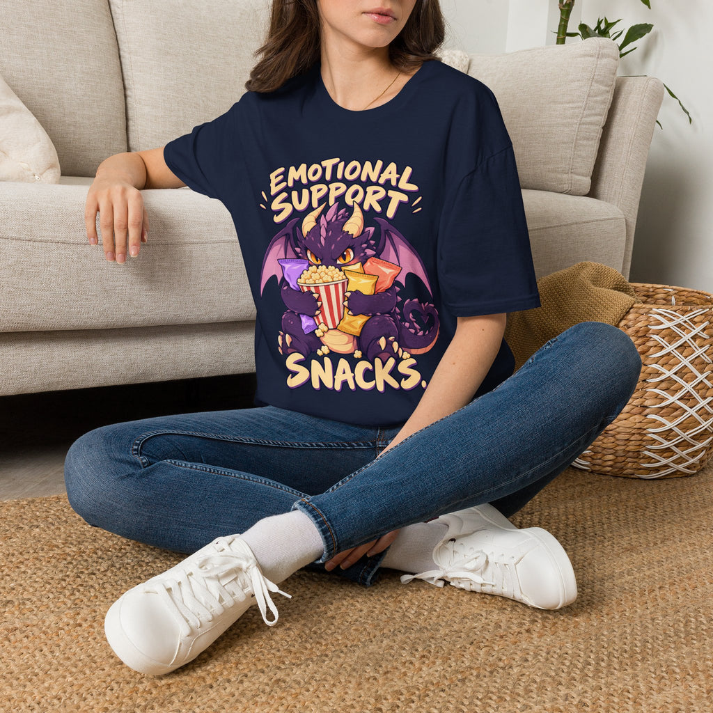 Emotional Support Snacks | Cute Dragon Eating Popcorn Anime Shirt